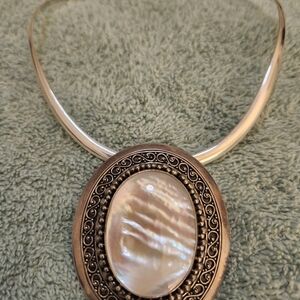 925 BA Indonesia Elegant Silver and White Brooch/pendant.  HEAVY AND HUGE